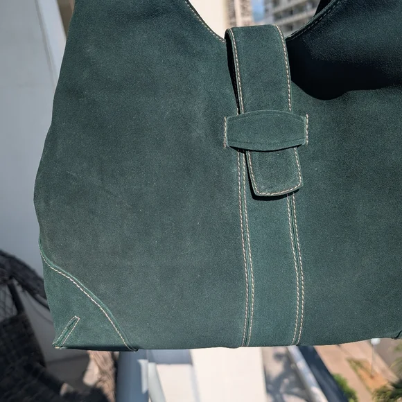 Ann Taylor vtg Y2k Hamilton soho green suede Large hobo bag - Picture 4 of 14